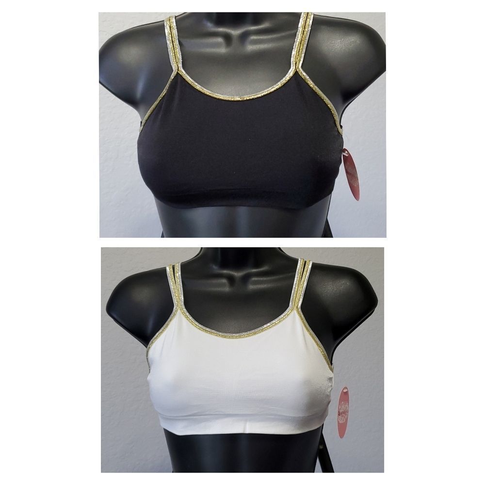 2 Pc Set Double Layer Bralette w/ Metallic Straps